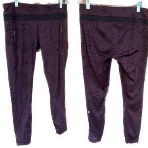 Lululemon   *^Pants Womens  Leggings Purple Zipper Pockets Mesh Pattern Yoga S 8